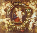 Jan Brueghel the Elder and Peter Paul Rubens. Madonna in Floral Wreath.