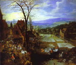 Jan Brueghel the Elder and Joos Momper the Younger (1564-1635). A Flemish Market and Washing-Place.