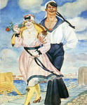 sailor and his girl. watercolor from a serious 