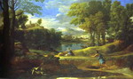 landscape with a man running from serpent.