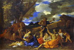 andrians or the great bacchanal with woman playing a lute.