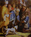 david presenting the head of goliath to king saul.