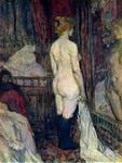 nude in front of a mirror.