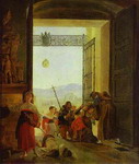 pilgrims at the entrance of the lateran basilica.