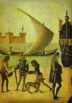The Legend of St. Ursula: The Arrival of the English Ambassadors. Detail.
