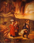 lot fleeing with his daughters from sodom.